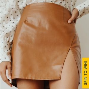 Camel vegan leather skirt